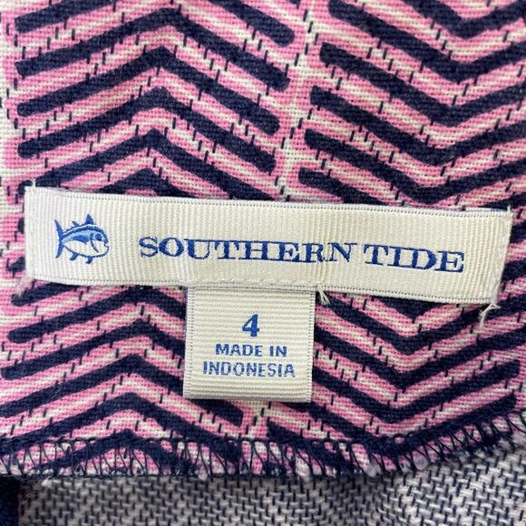 Southern Tide Audrey Ikat Chevron Mini Shift Dress Pink Size 4 Blue Gold Zip - Picture 10 of 10